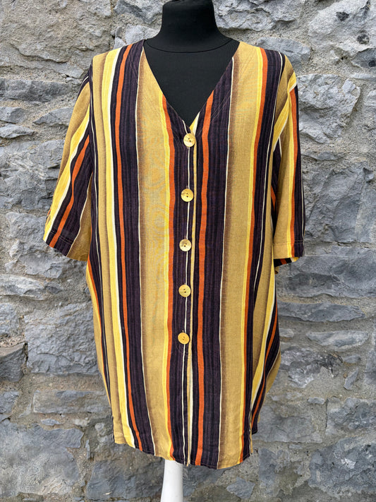 90s mustard stripy blouse uk 14-16