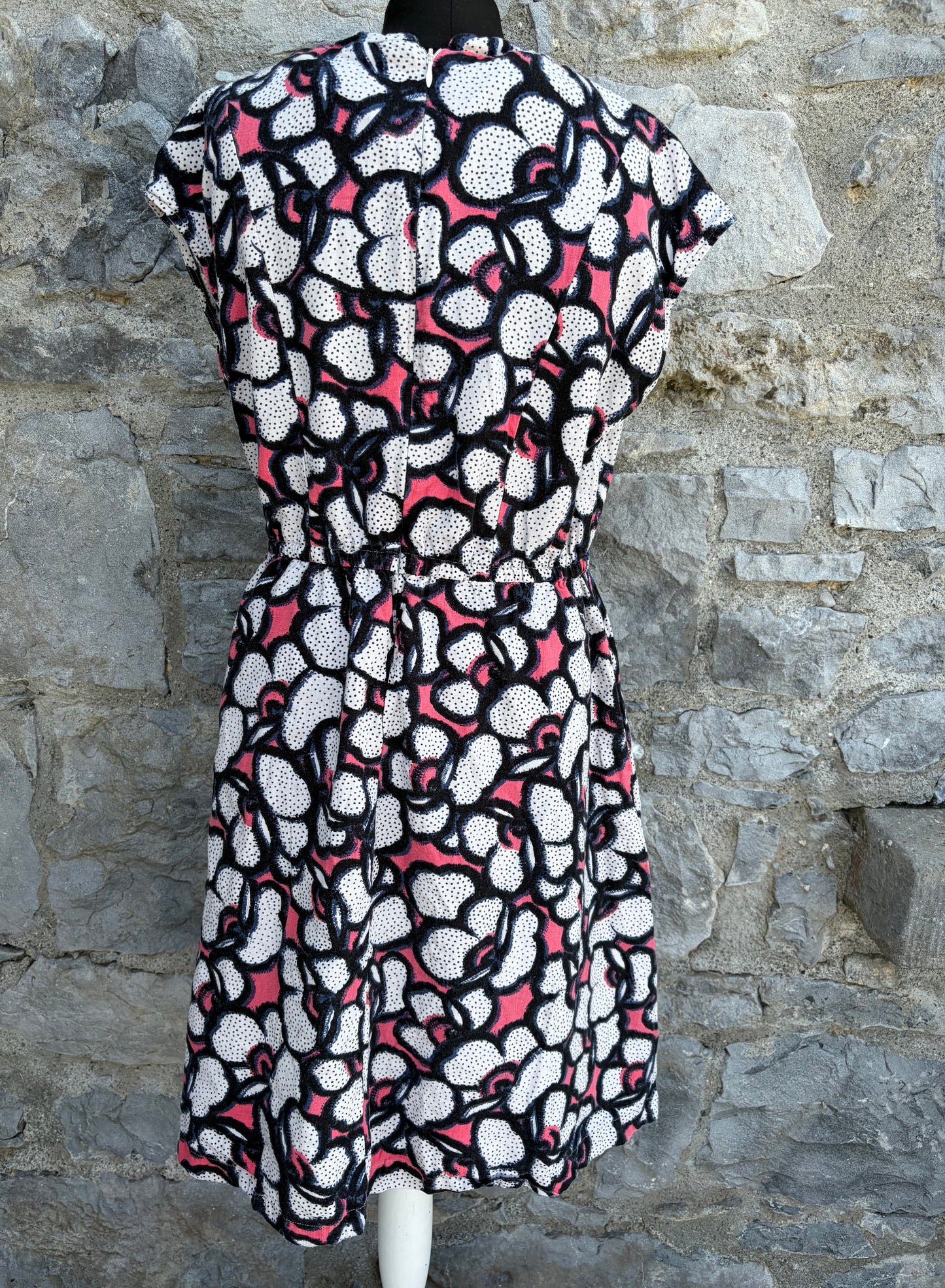 Pink graphic floral print dress uk 12