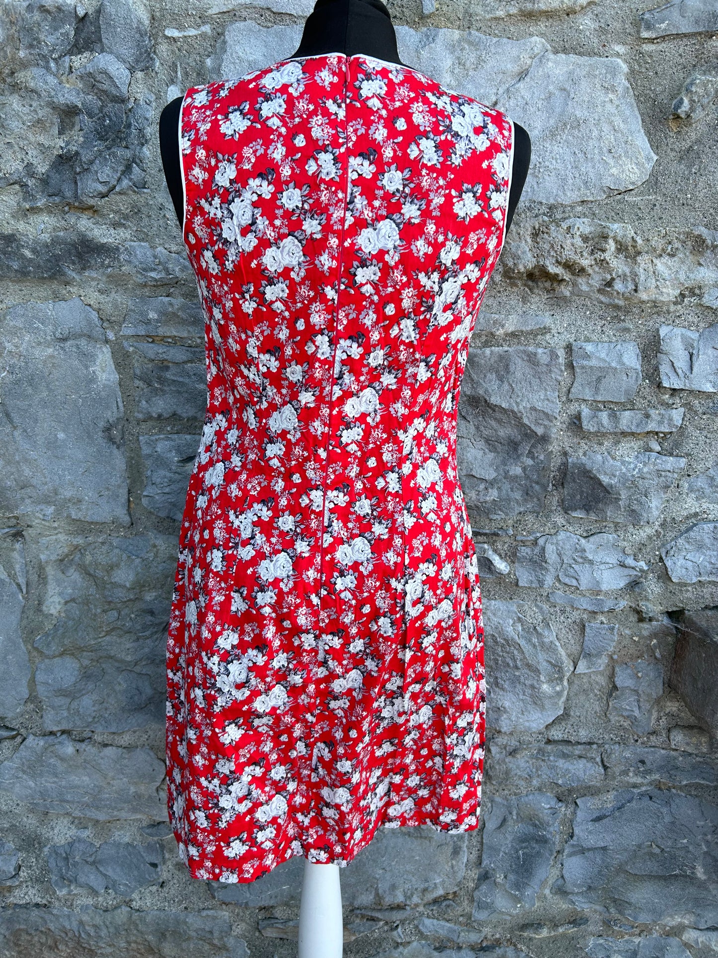 90s red floral dress uk 8