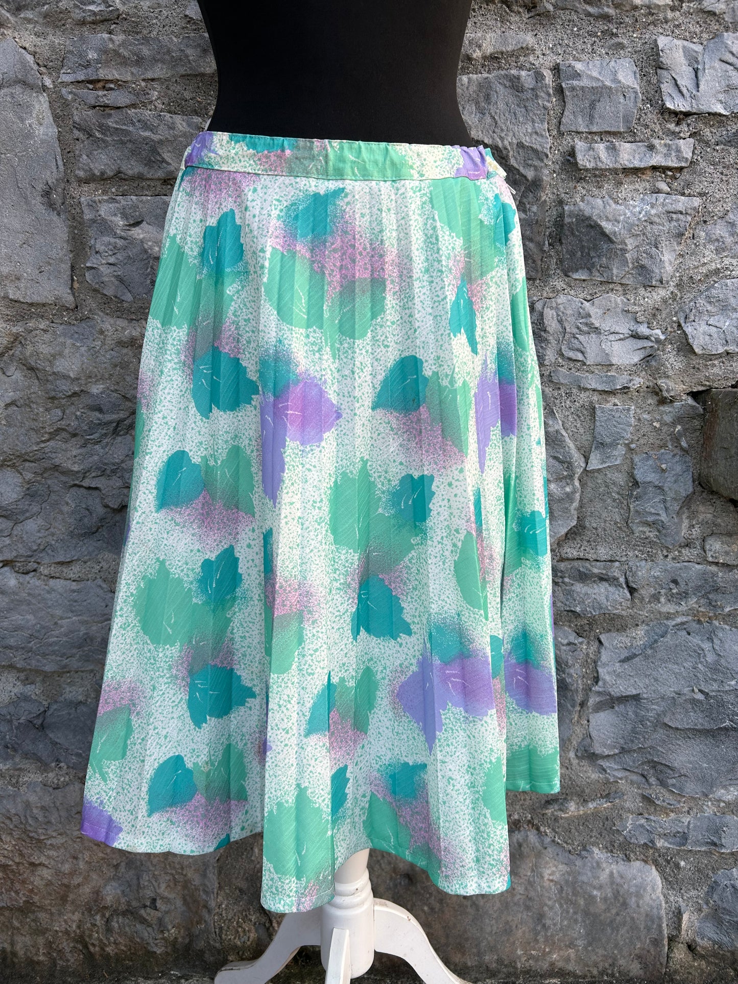 80s green&purple leaves skirt uk 12