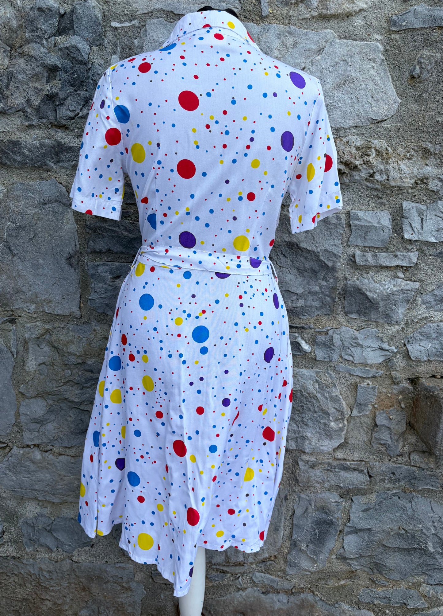 Colourful Dots white dress uk 10