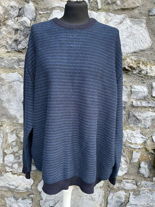 90s blue stripy jumper XL-XXL