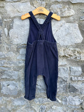 Load image into Gallery viewer, Dinosaur navy cord dungarees  12-18m (80-86cm)
