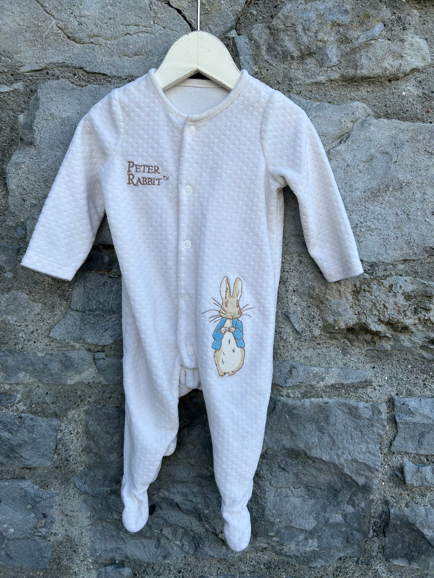 Peter Rabbit cream velour onesie 0-3m (56-62cm)