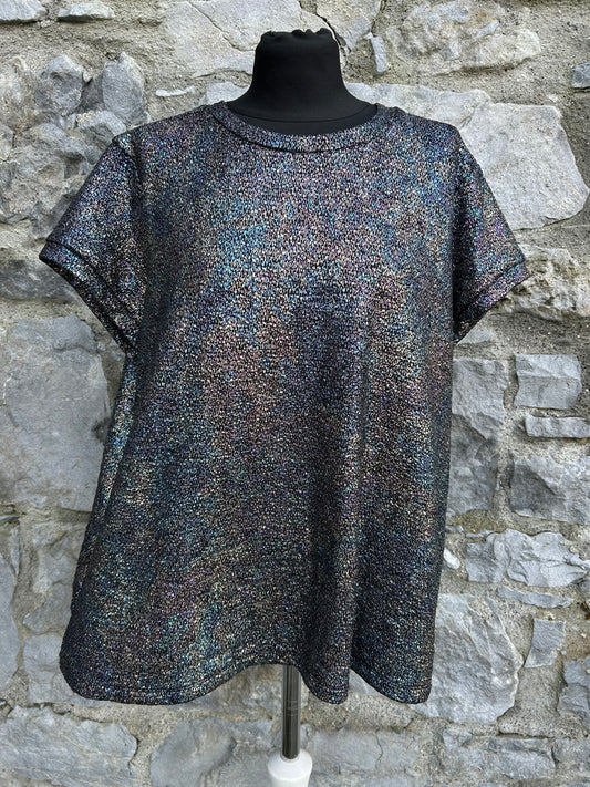 Black iridescent crewneck t-shirt uk 20-22