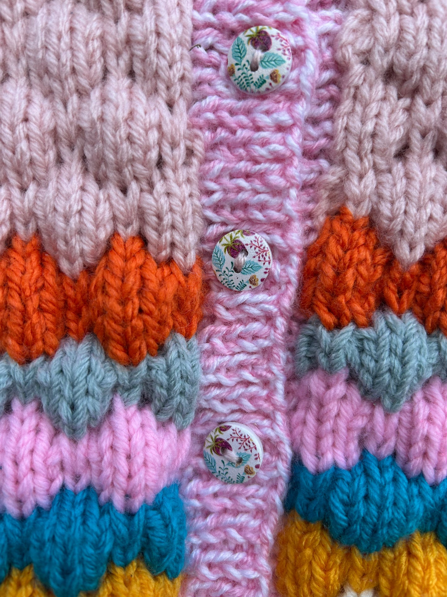 Pink colourful bubble knit cardigan  3-6m (62-68cm)