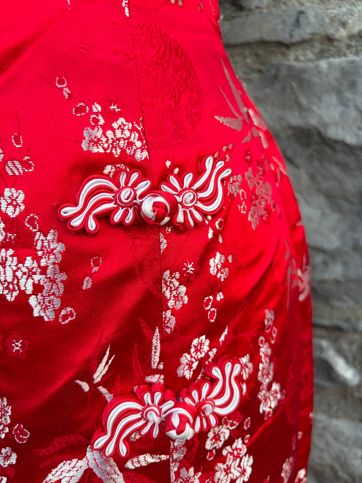 90s red oriental top&skirt uk 6