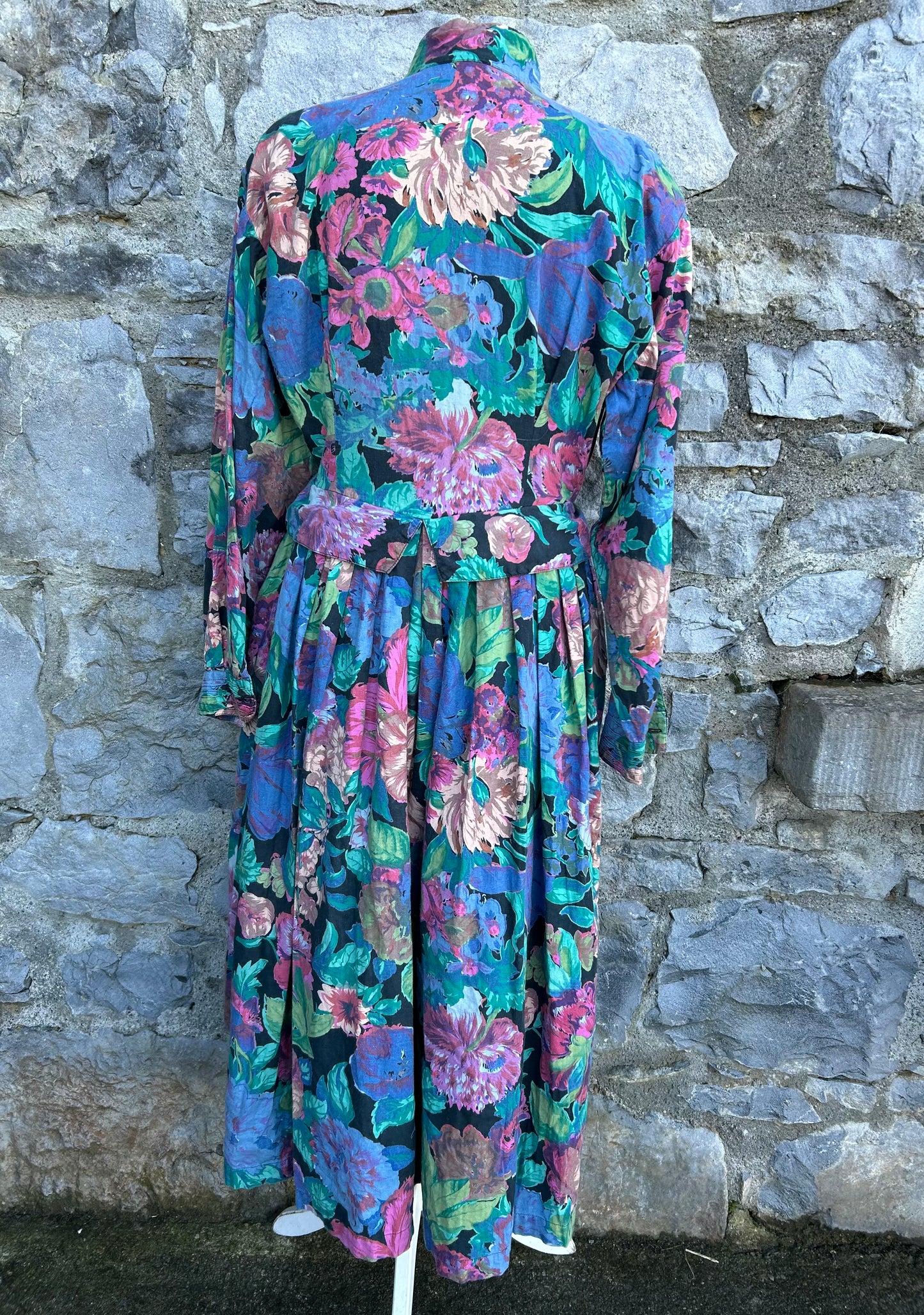 80s colourful floral dress uk 12