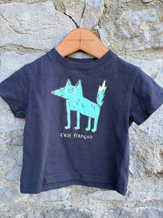 Wolf navy T-shirt 3-6m (62-68cm)