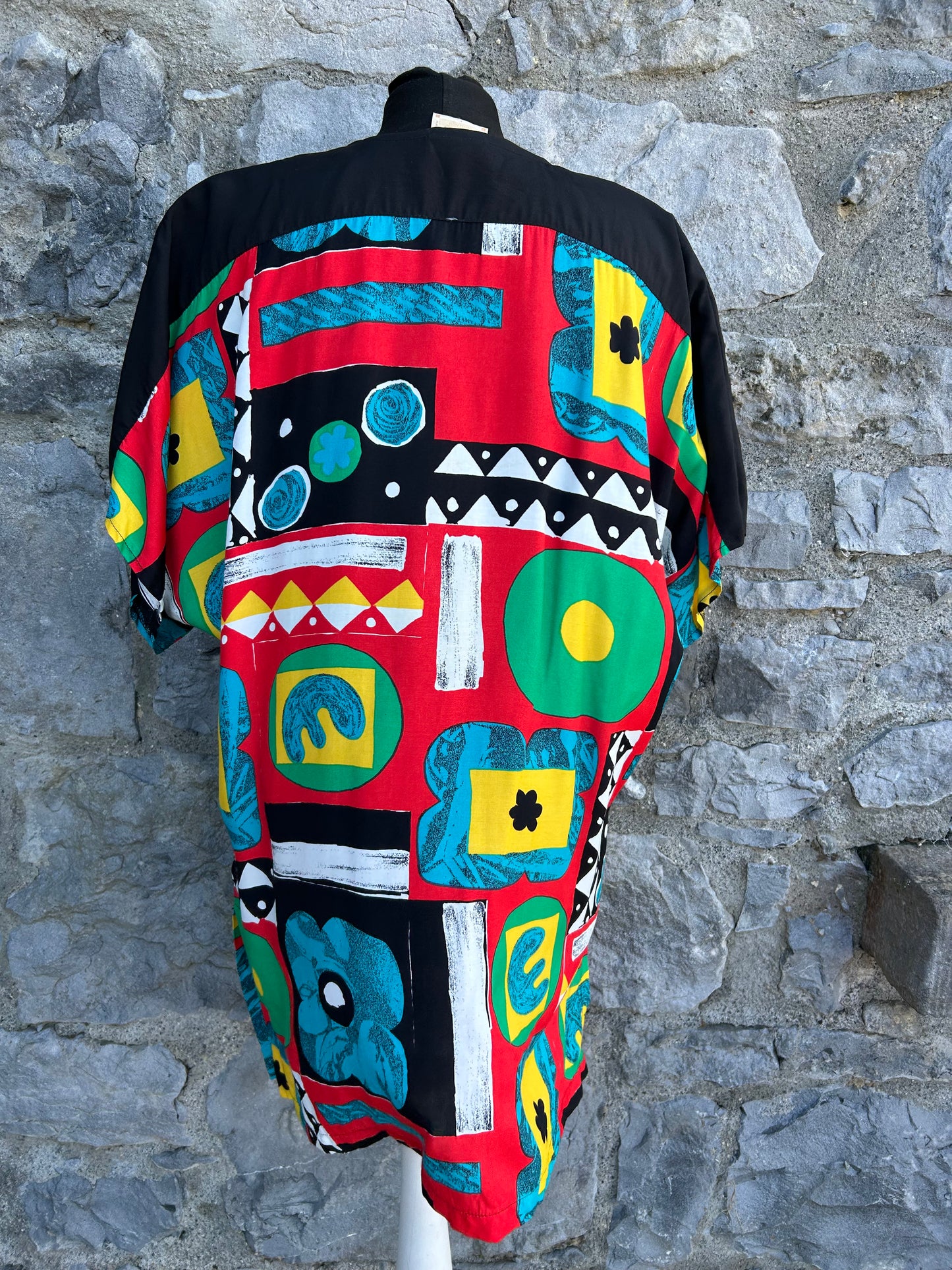 80s colourful geometric shirt uk 14