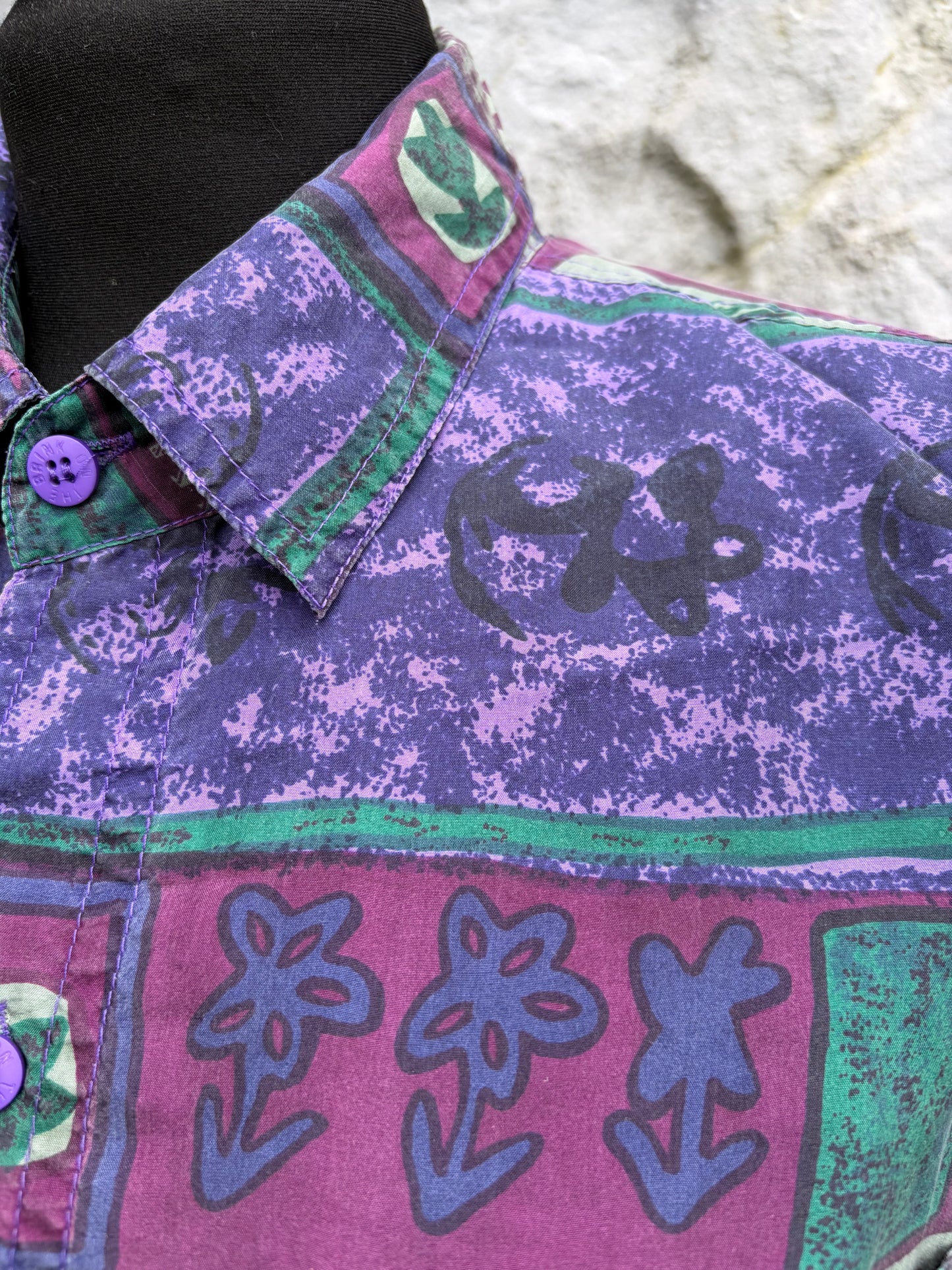 80s purple patchwork shirt Medium