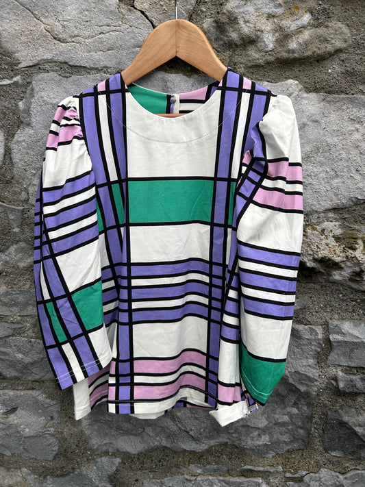 Purple lines puffy sleeves top  7-8y (122-128cm)