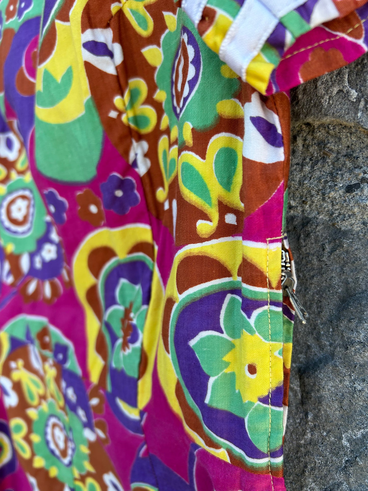 80s colourful floral dress uk 6-8