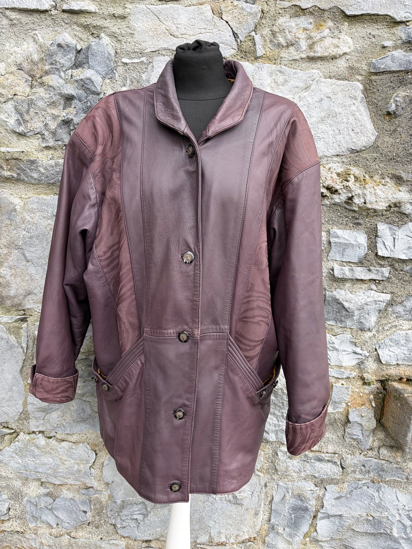 80s brown leather jacket uk 14