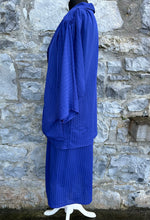 Load image into Gallery viewer, 80s blue top&amp;skirt uk 10-14
