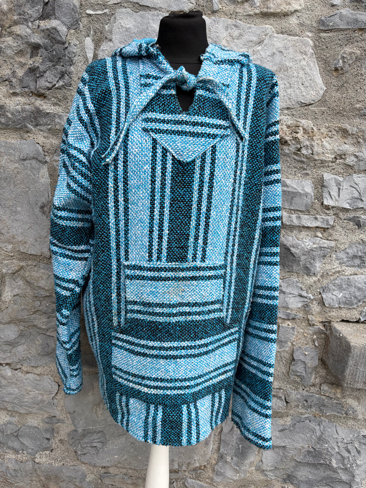 Blue stripy Baja hoodie M-L