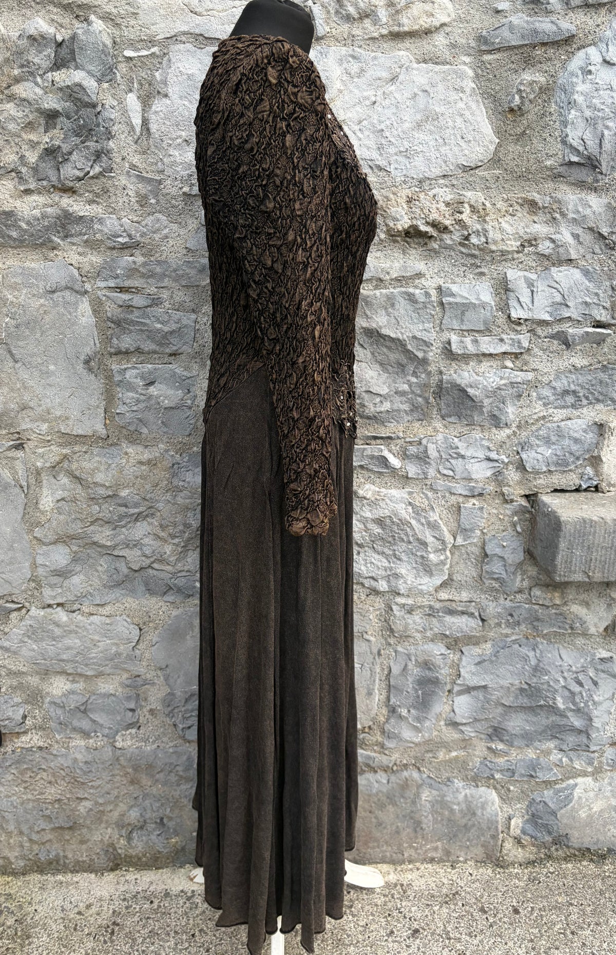 90s lace bodies brown maxi dress uk 12
