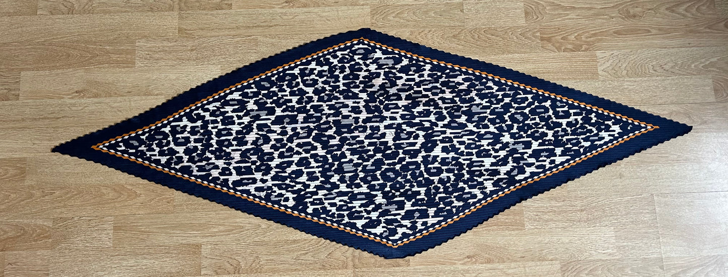 Navy pleated leopard scarf