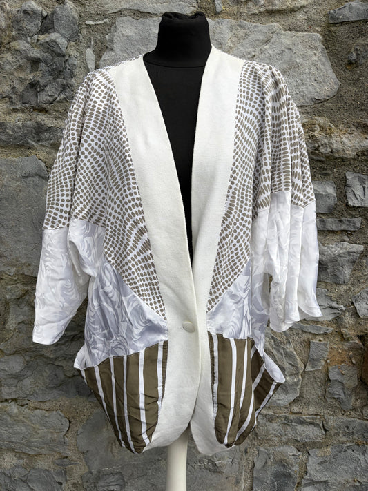 80s Beige&white kimono jacket uk 12-14