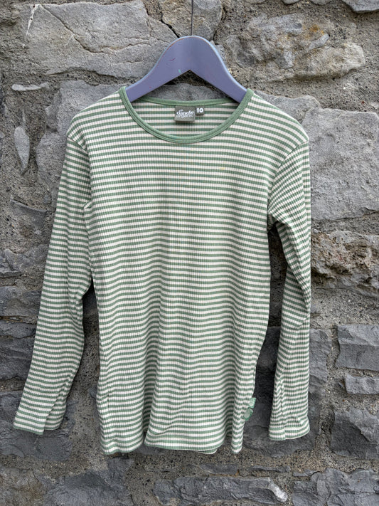 Green&cream stripy top  10-11y (140-146cm)
