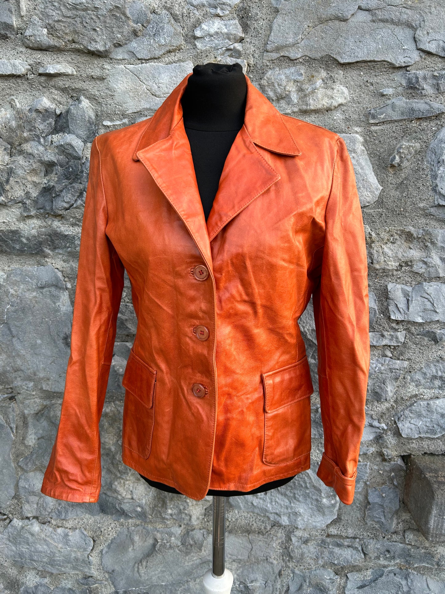 80s orange leather jacket uk 10