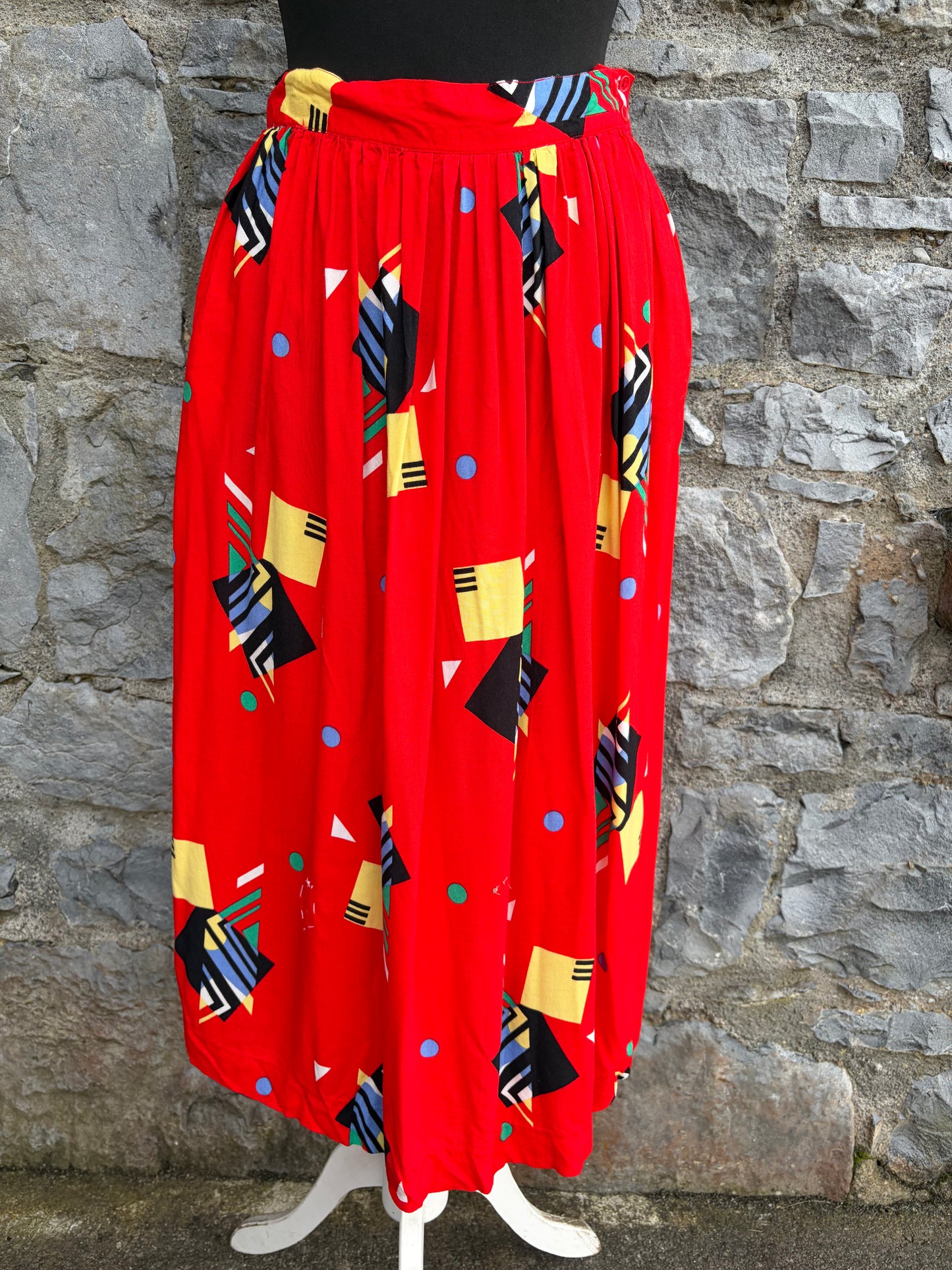 80s abstract red skirt uk 8