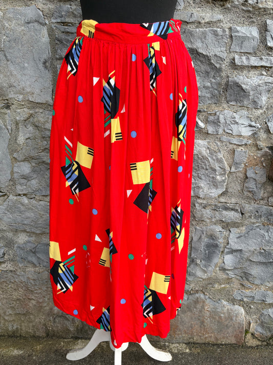 80s abstract red skirt uk 8