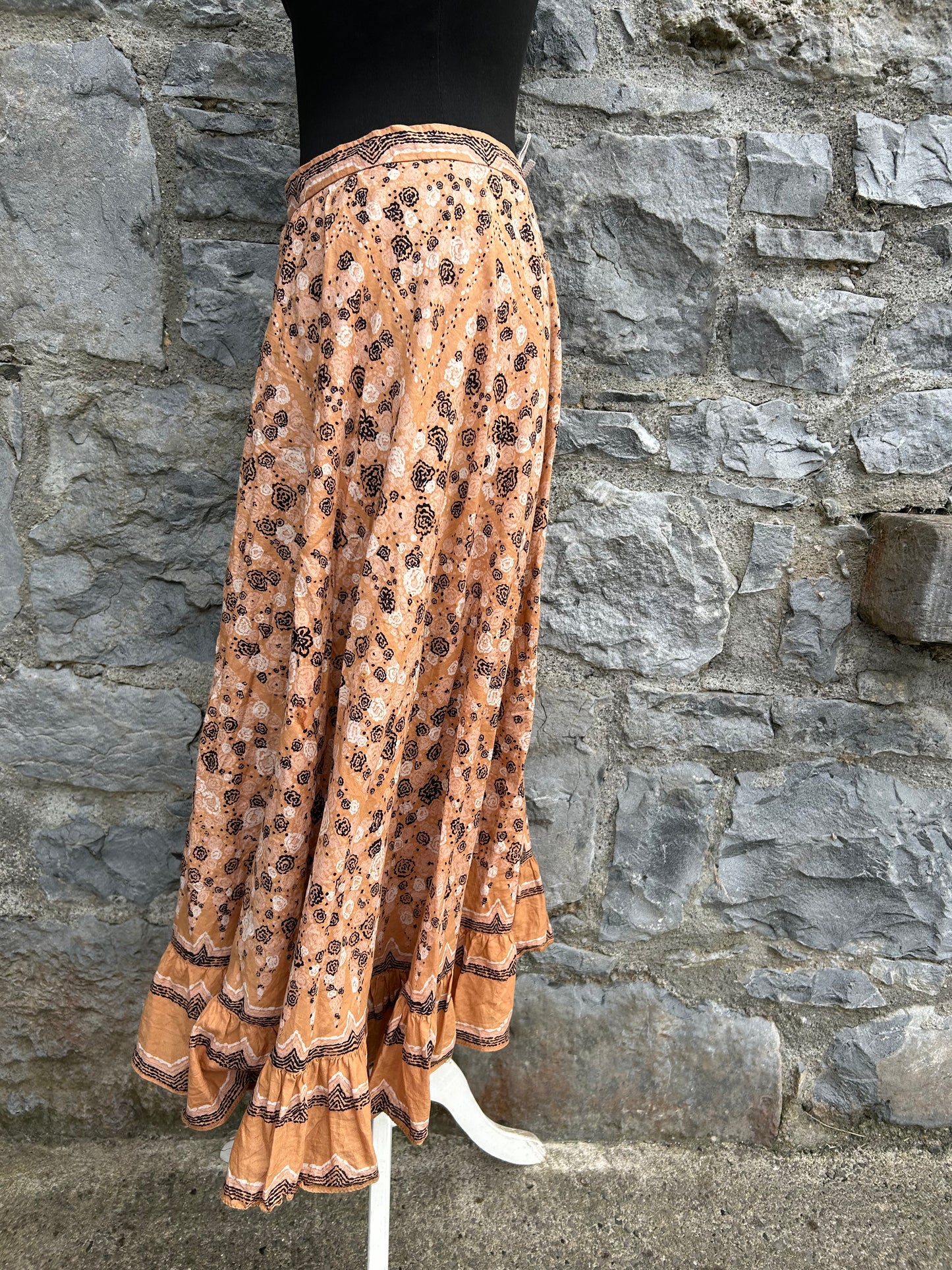 80s brown abstract skirt uk 10