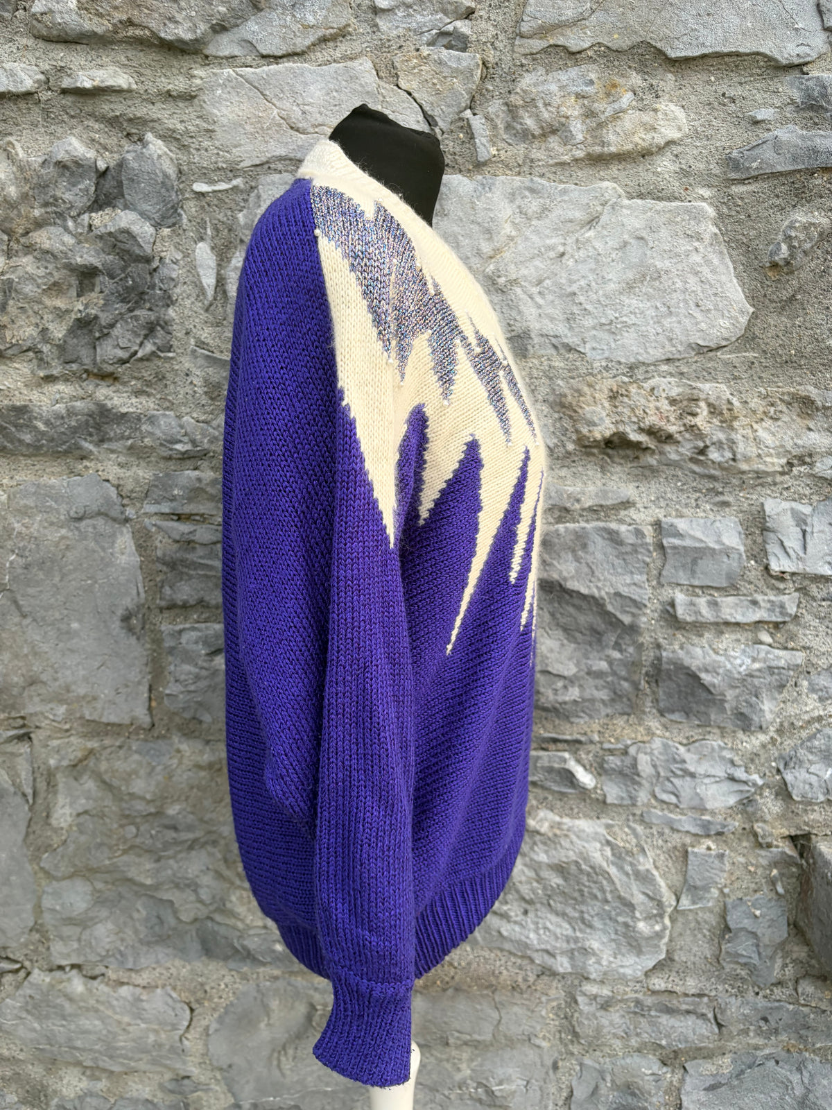 80s purple zigzag pattern jumper uk 12-14