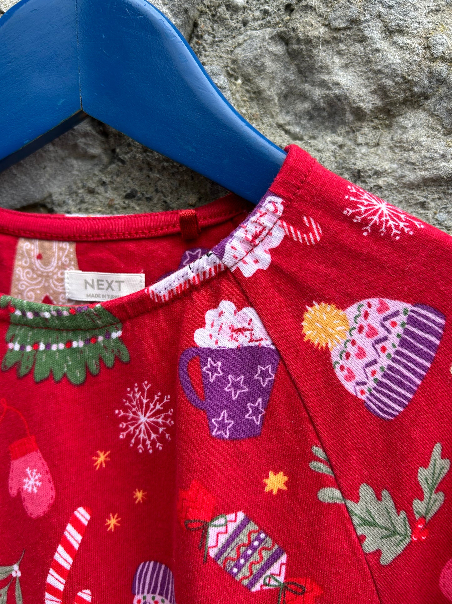 Christmas print red dress   7y (122cm)