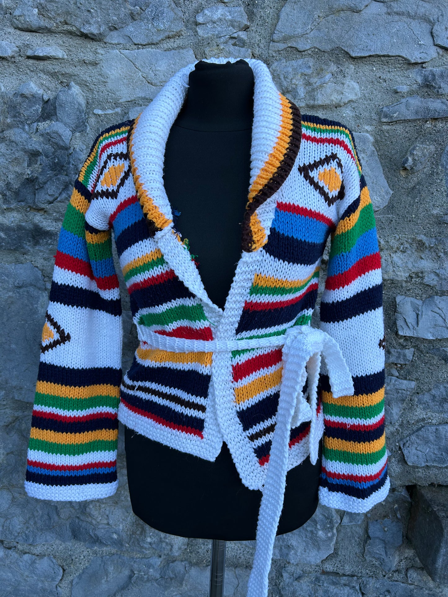 80s Colourful stripy wrap cardigan   11-12y (146-152cm)