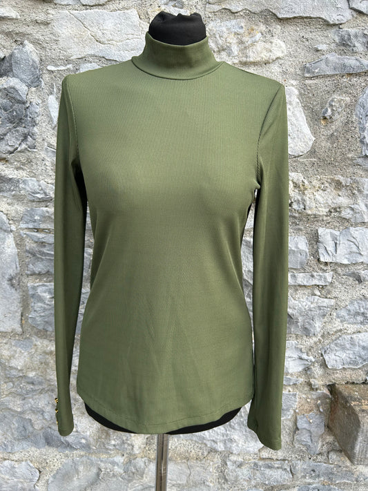Green ribbed high neck top uk 10-12