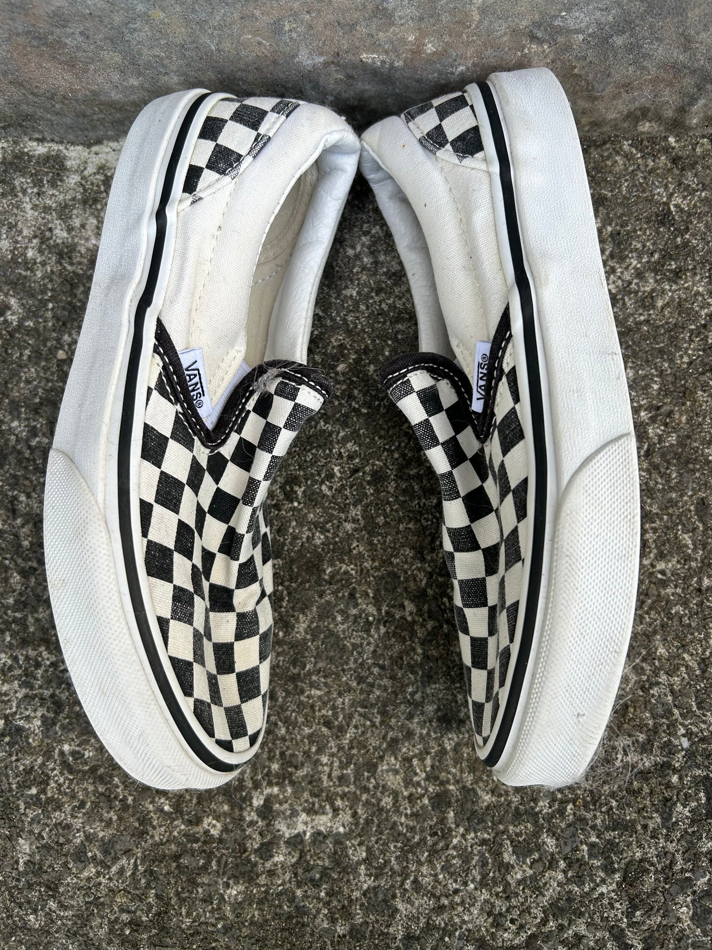 Black&off white Checker slip ons   uk 1.5 (eu 34)