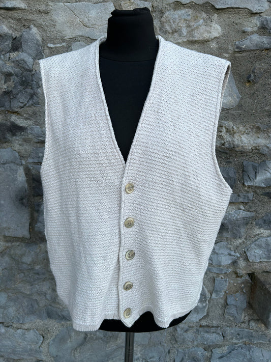 90s ivory knitted waistcoat Large