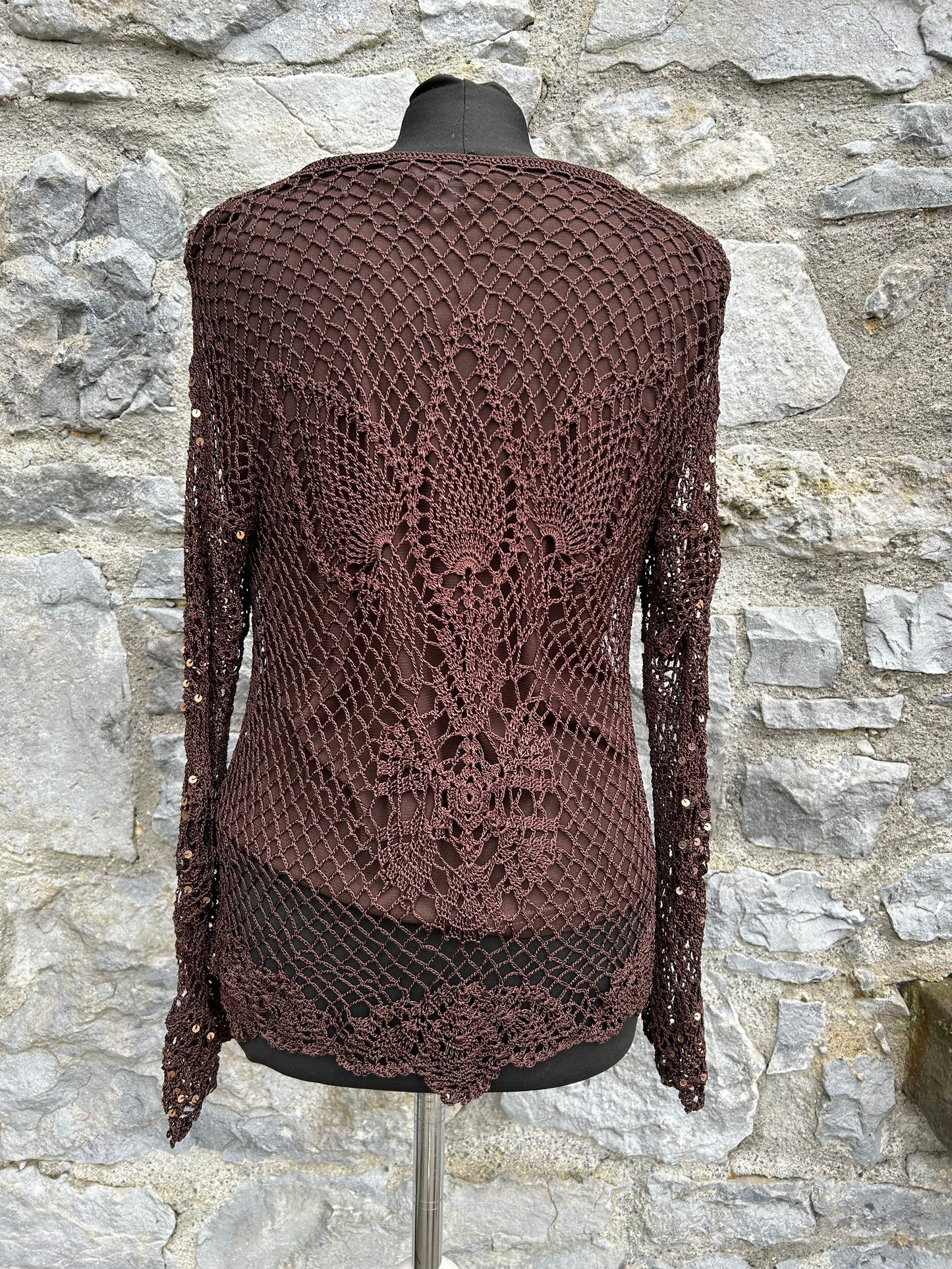 Y2K brown net top uk 10-12