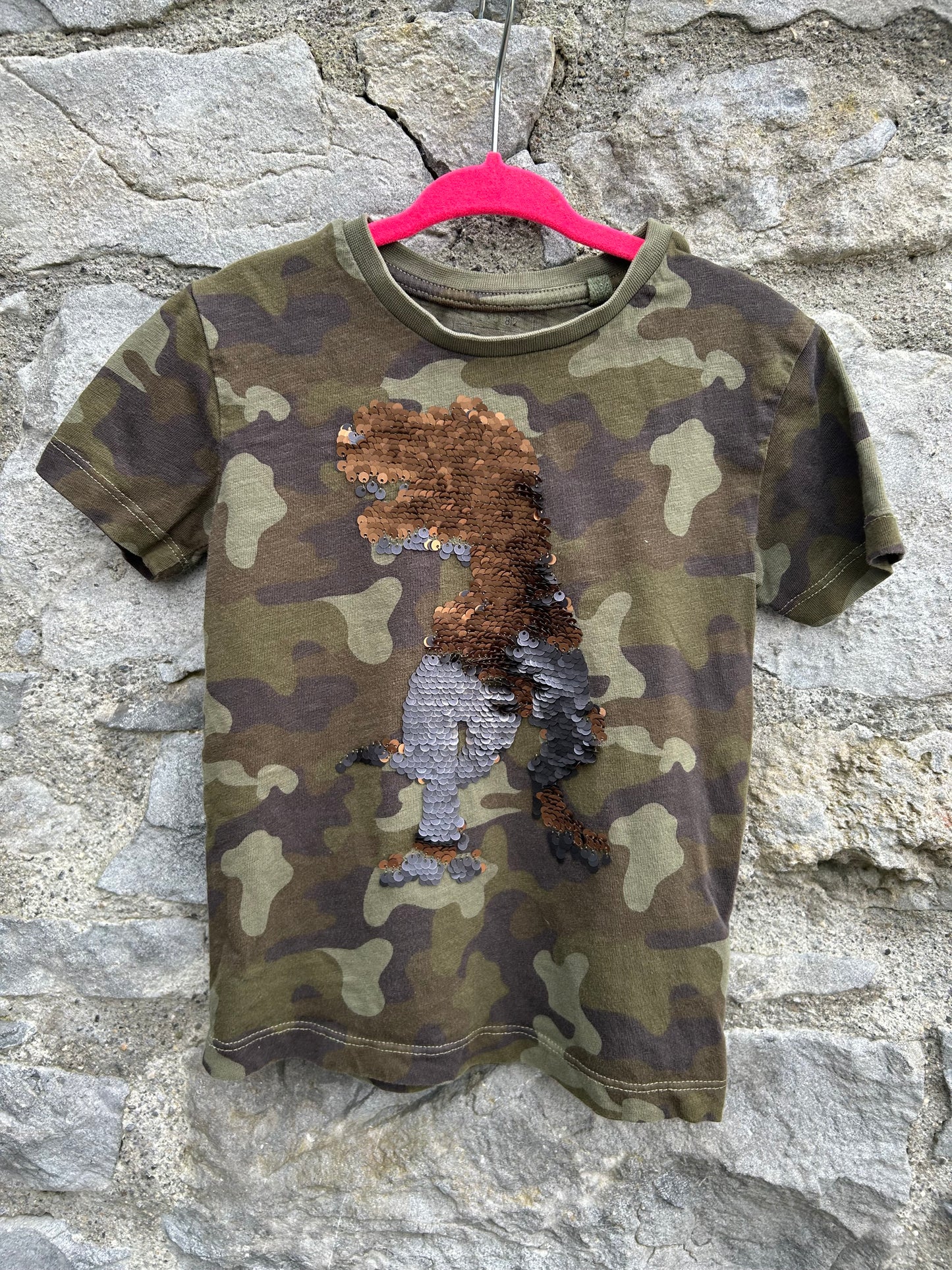 Sequin T-rex camouflage t-shirt 3y (98cm)