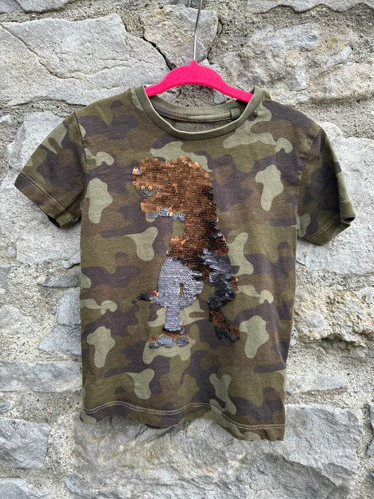 Sequin T-rex camouflage t-shirt 3y (98cm)