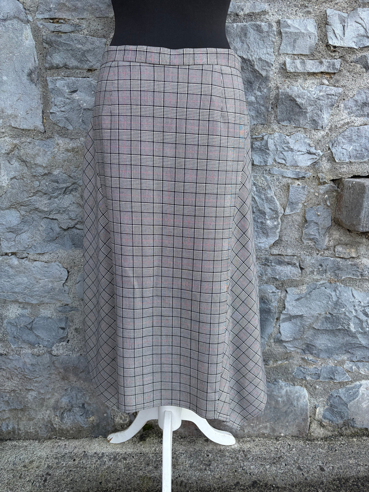 90s Grey&white houndstooth maxi skirt uk 10-12