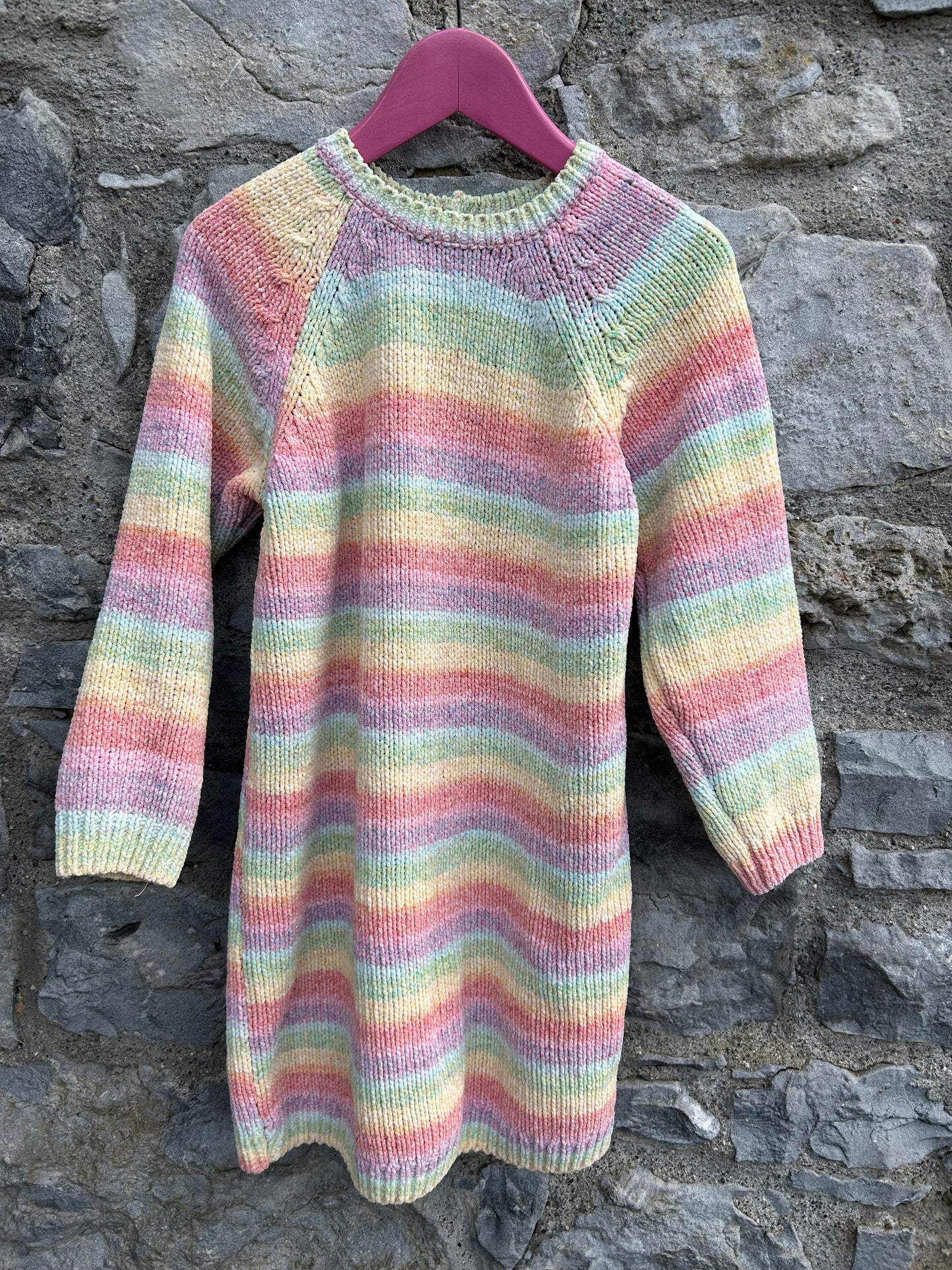 Rainbow stripes knitted dress  6-7y (116-122cm)