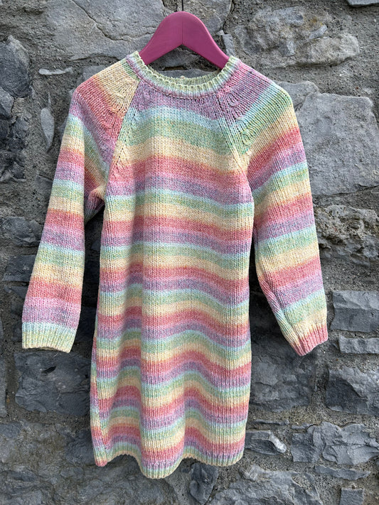 Rainbow stripes knitted dress  6-7y (116-122cm)