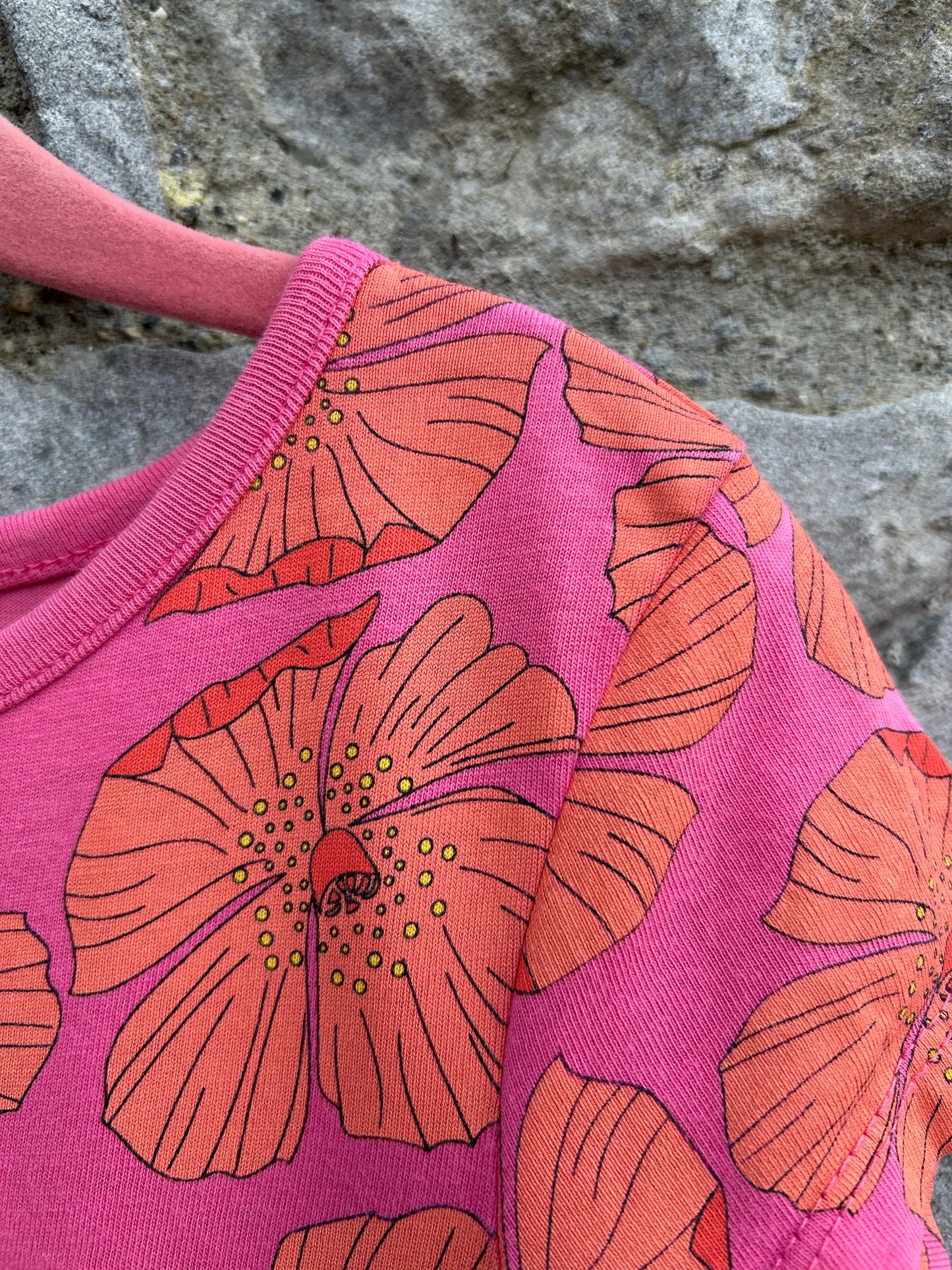 Orange flowers pink dress  5-6y (110-116cm)