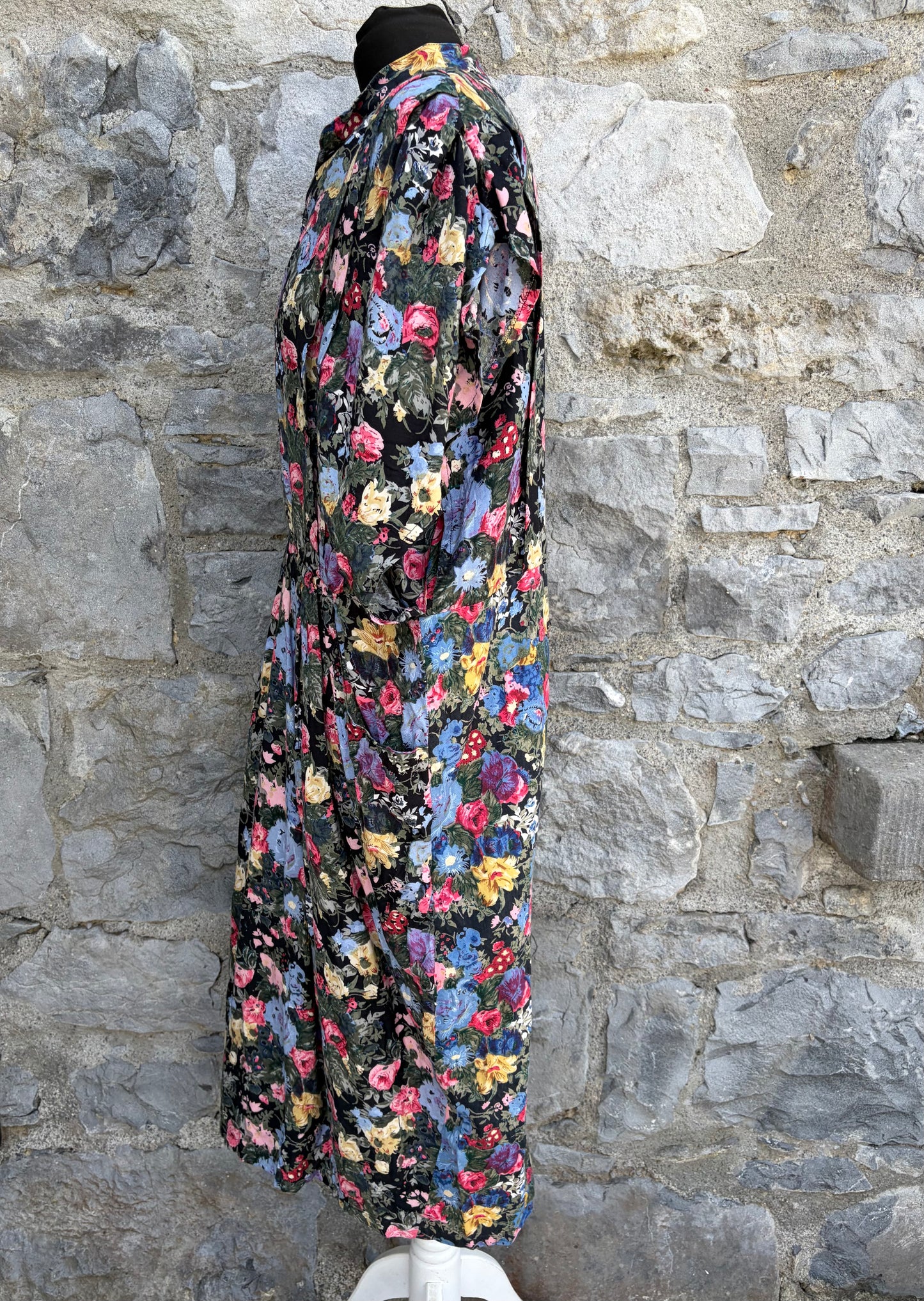 80s colourful floral dress uk 14