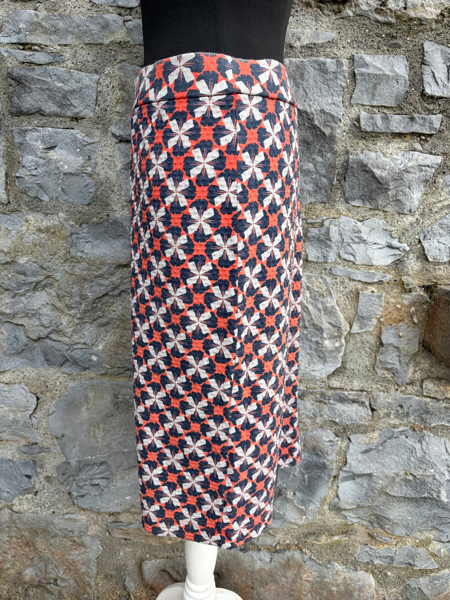 Orange&blue geometric floral skirt uk 10