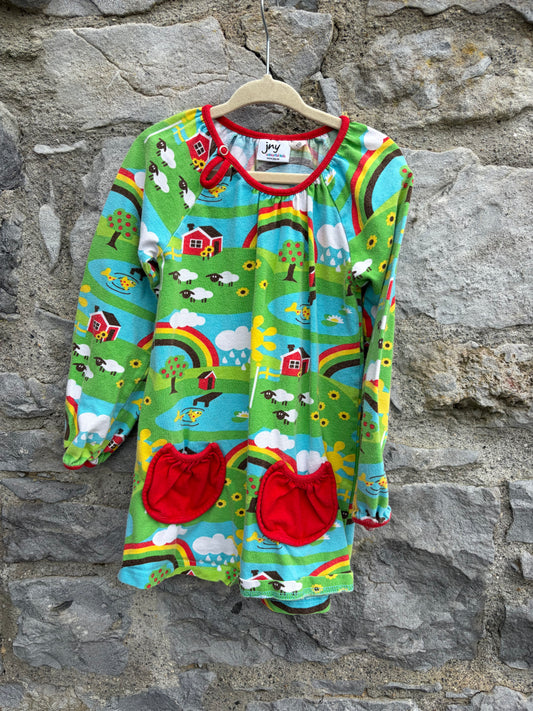 Rainbow farm dress  4-5y (104-110cm)