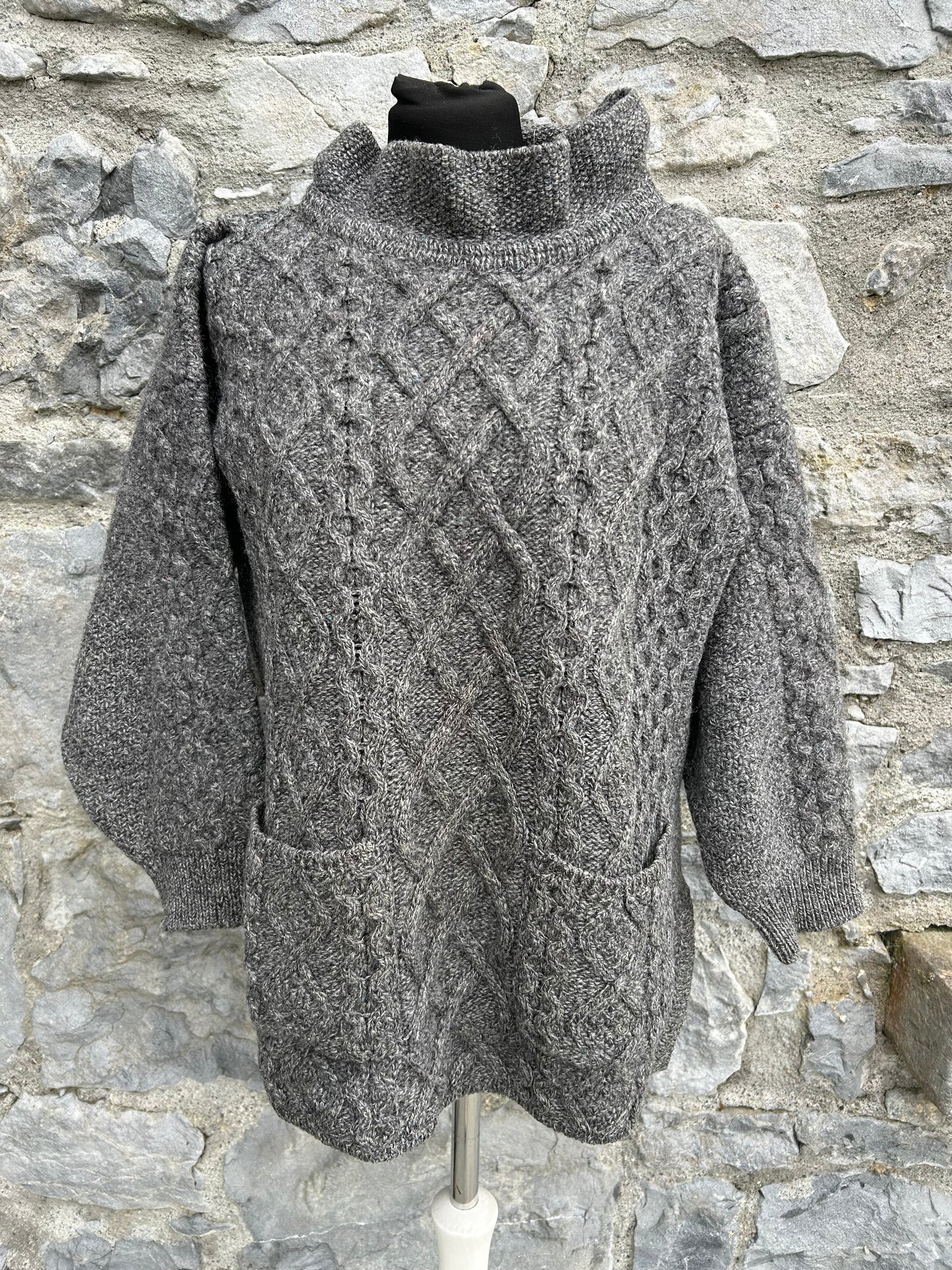 Grey Aran style jumper uk 14-16