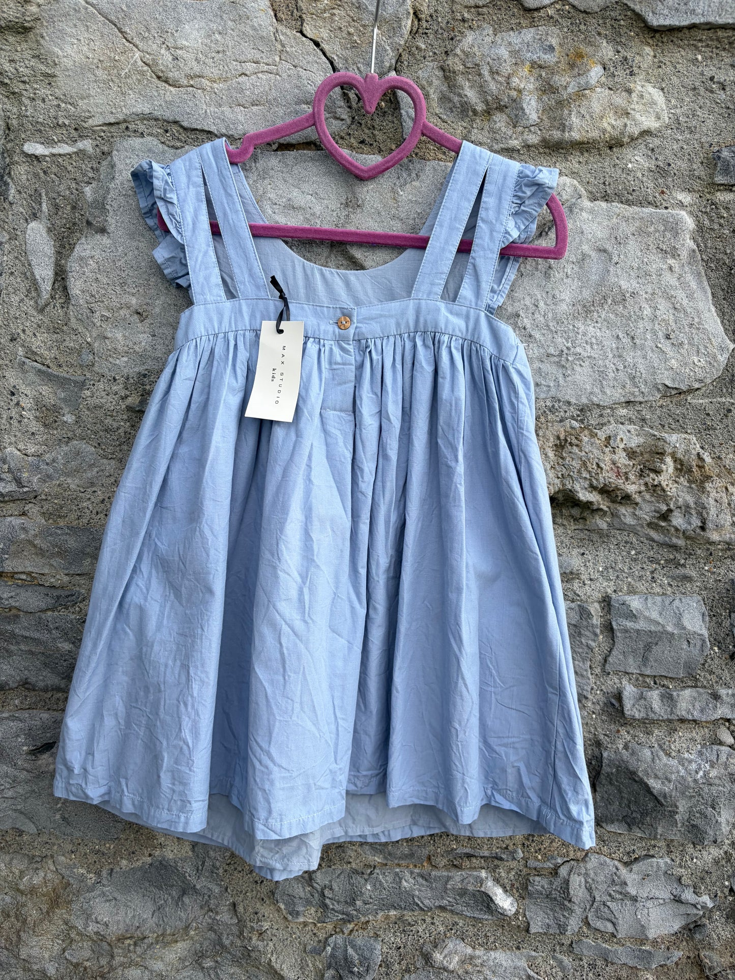 Blue embroidered pinafore  4-5y (104-110cm)