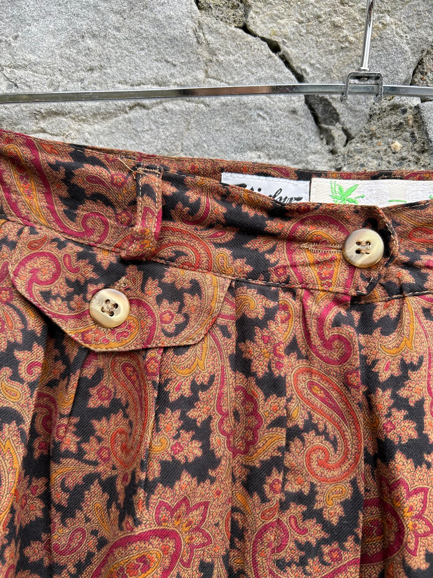 80s brown paisley skirt uk 14