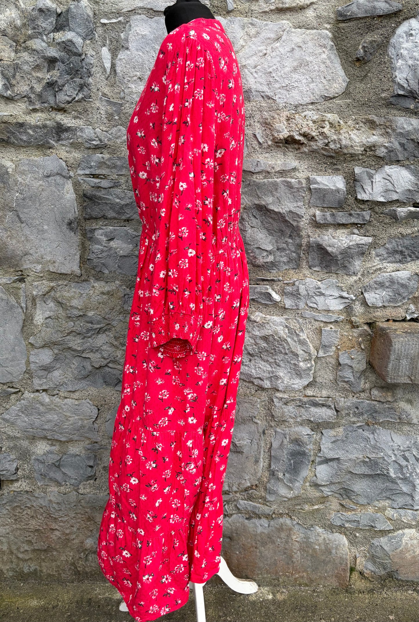 Red floral bohemian midi dress uk 14