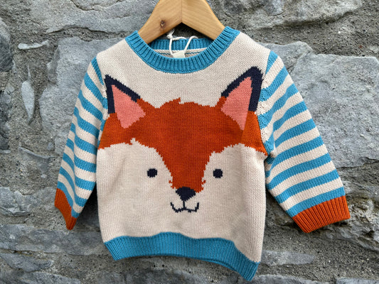 Beige Fox stripy jumper   12-18m (80-86cm)