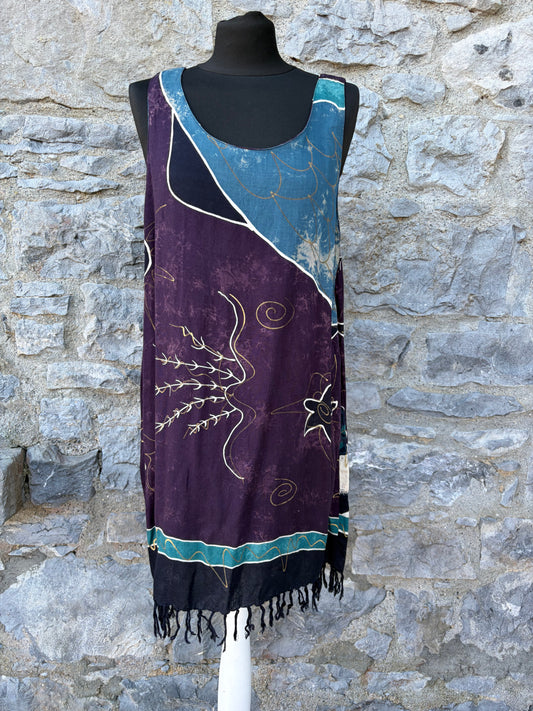 90s purple batik-style tunic uk 12